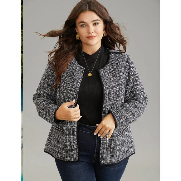 NWT BloomChic Tweed Pocket Button Jacket Gray Women’s Plus 18/20 Academia - Picture 1 of 10
